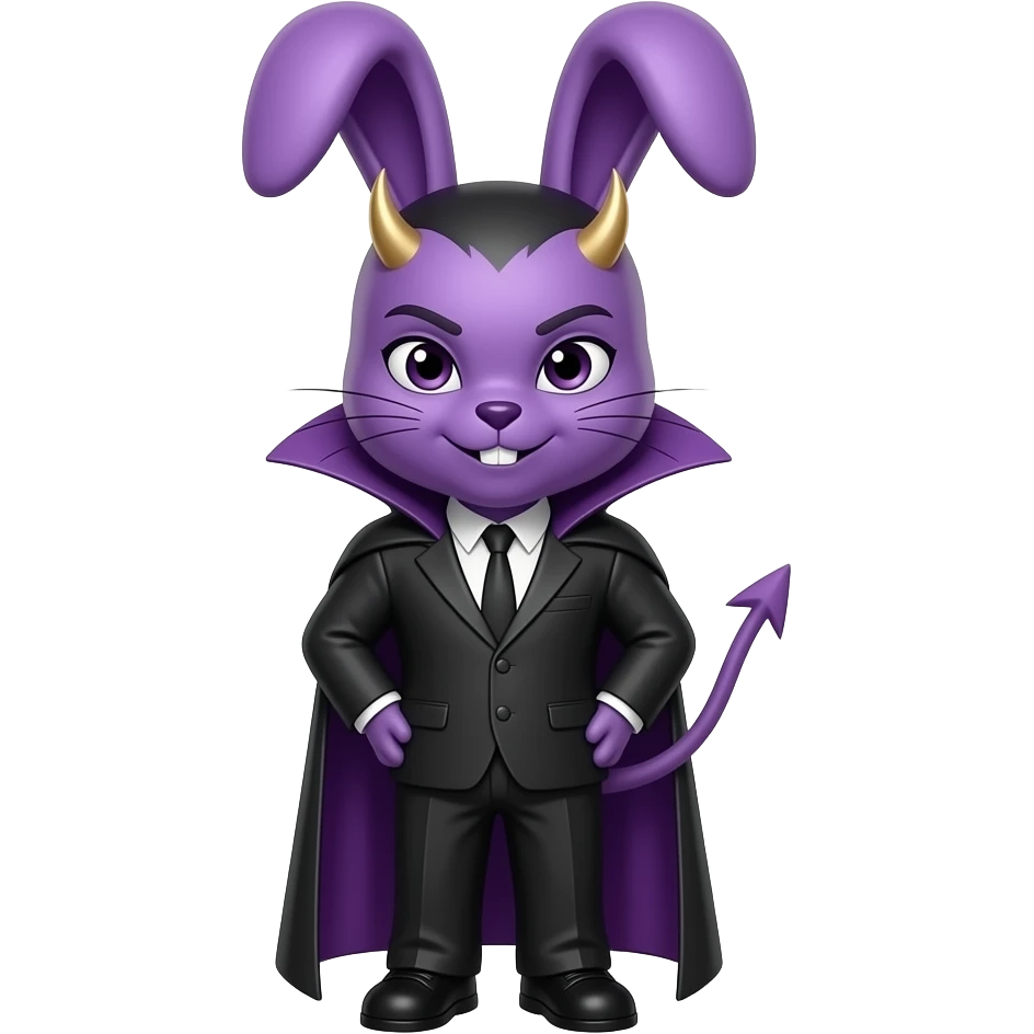 BUNNY DEVIL villain PURPLE face emoji