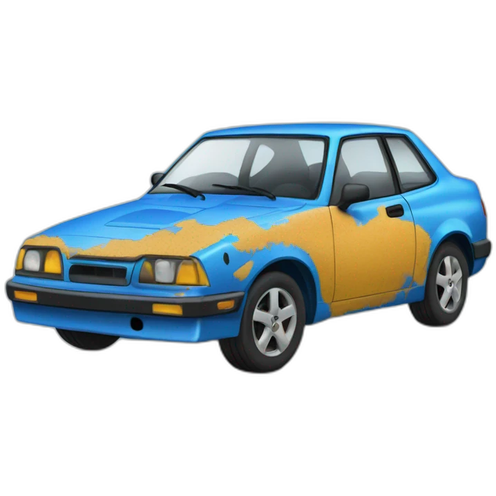 scratched up blue car emoji