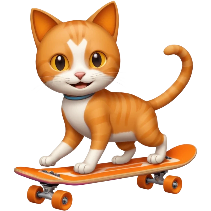An cat using a skatboard ios emoji emoji