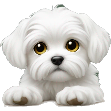Maltese puppy with emoji