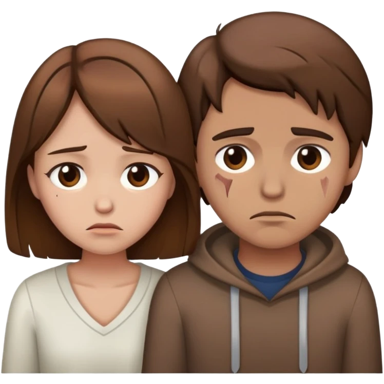 brown hair sad broken heart couple emoji