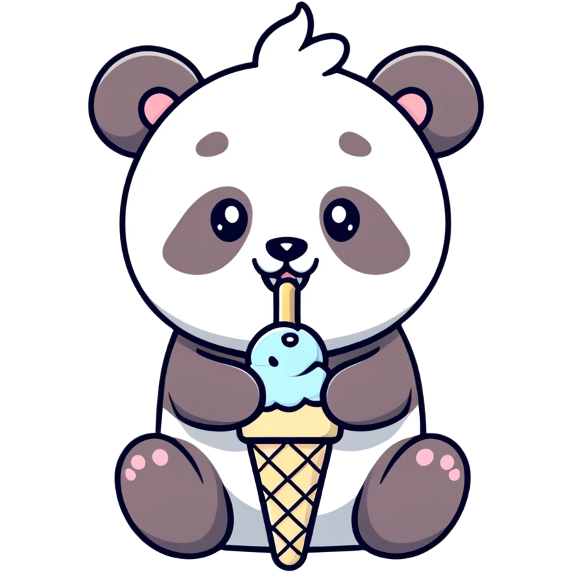 Panda eating ice cream emoji
