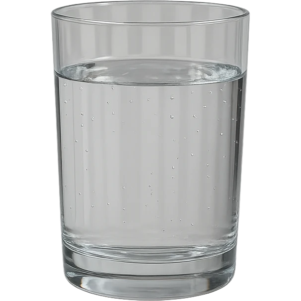 bicciere di acqua fluttua in aria, iperrealistico 4k emoji