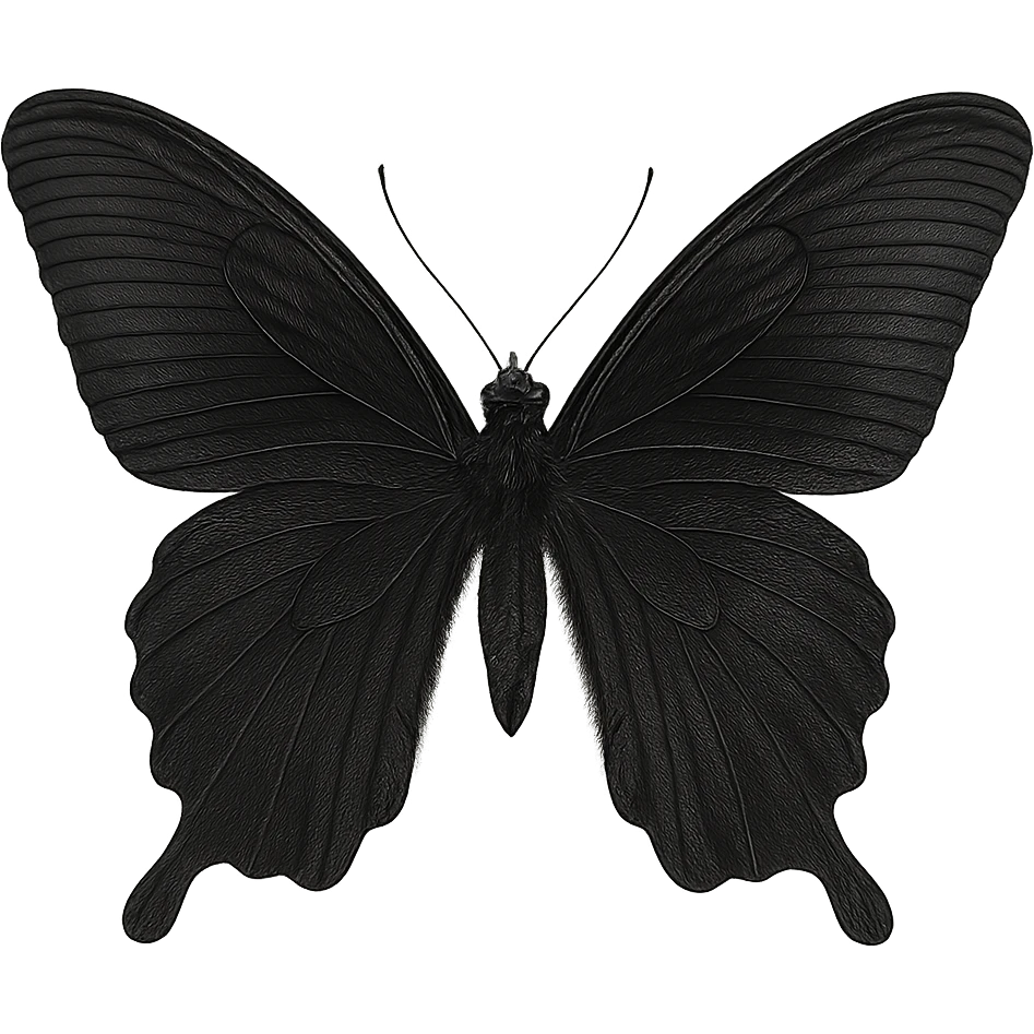 black color butterfly, digital illustration emoji