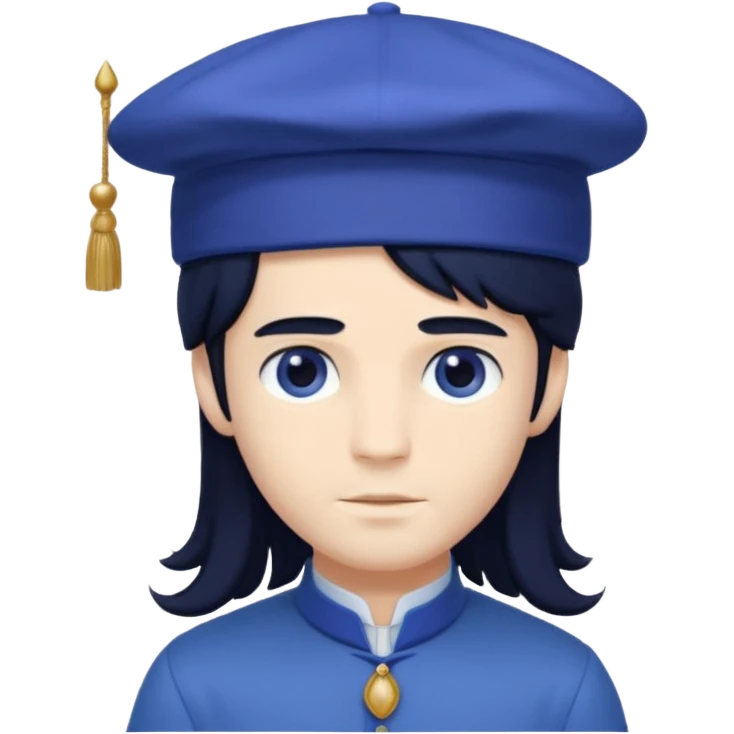 pale blueberry prince handsome with long black hair blueberry hat and clothes emoji