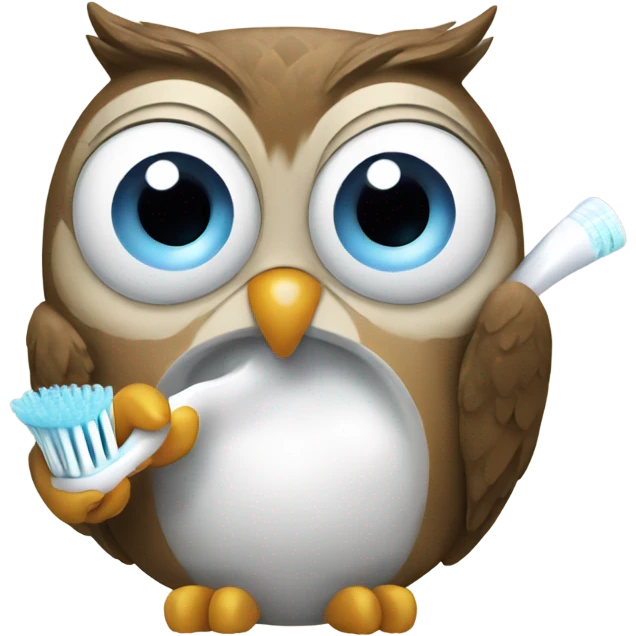 Owl brushing teeth emoji