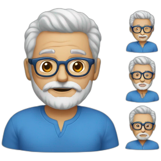 Abuelo lentes azules pelo corto y barba corta emoji