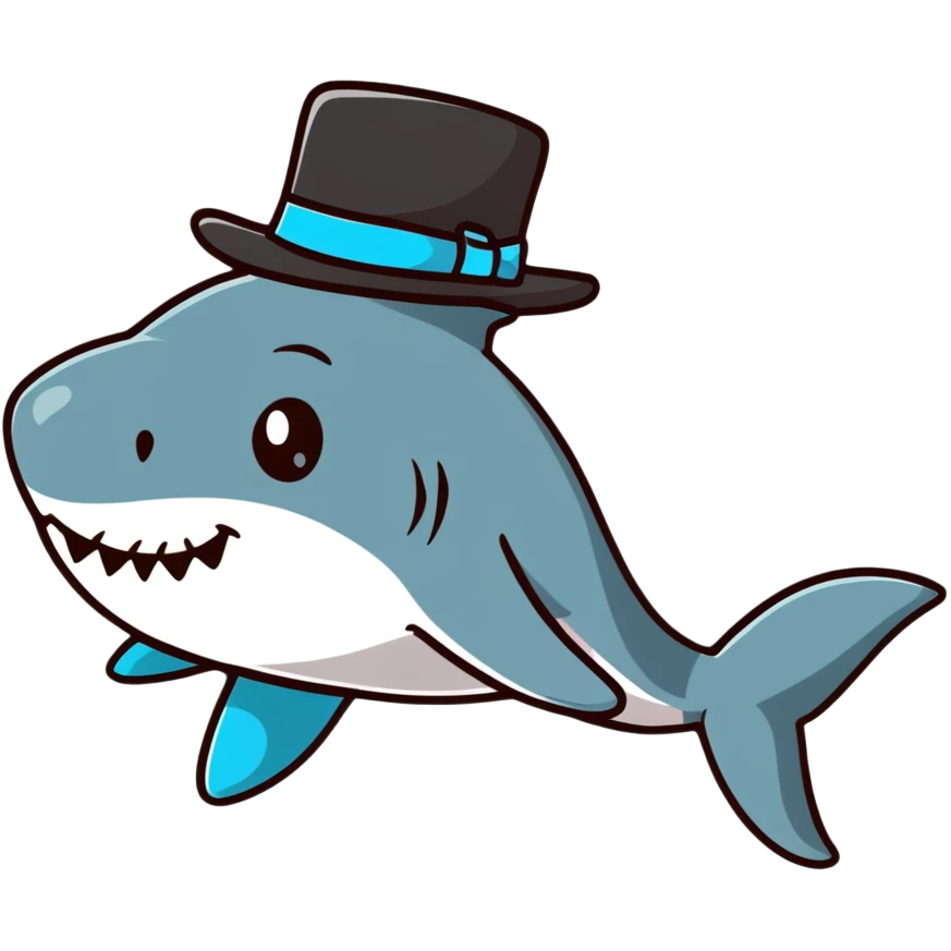 Shark with a top hat emoji