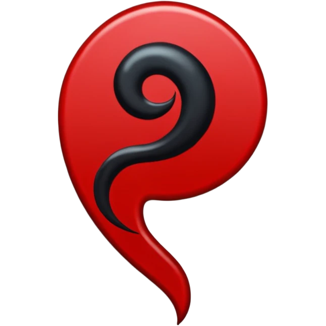 iOS sticker, dark mark, black shape, red dot, minimal emoji