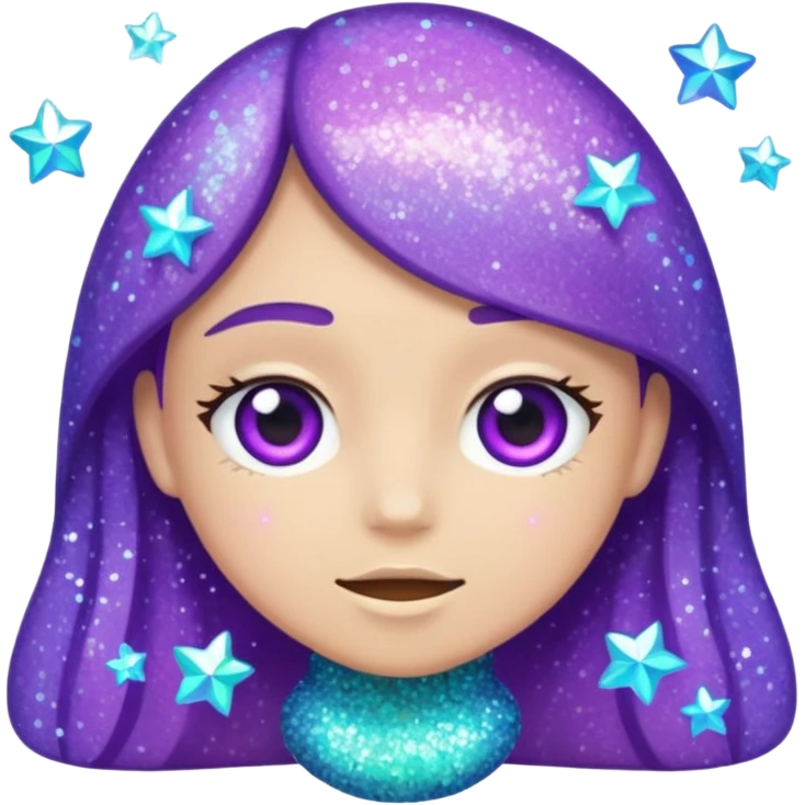 Glitter Purple and Cian hang loose emoji