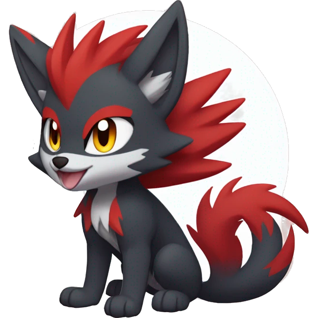 Black Cool Edgy Anthro Quilava Litten Zoroark Zorua Fakémon  with White and Red Edgy markings emoji