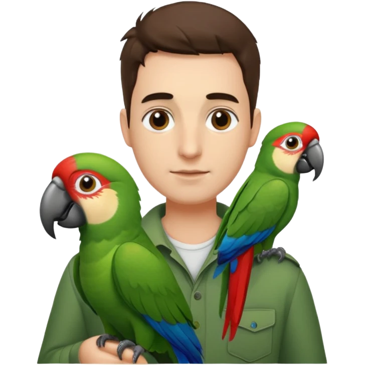 Walker + parrot on shoulder, Pet Walkers. emoji