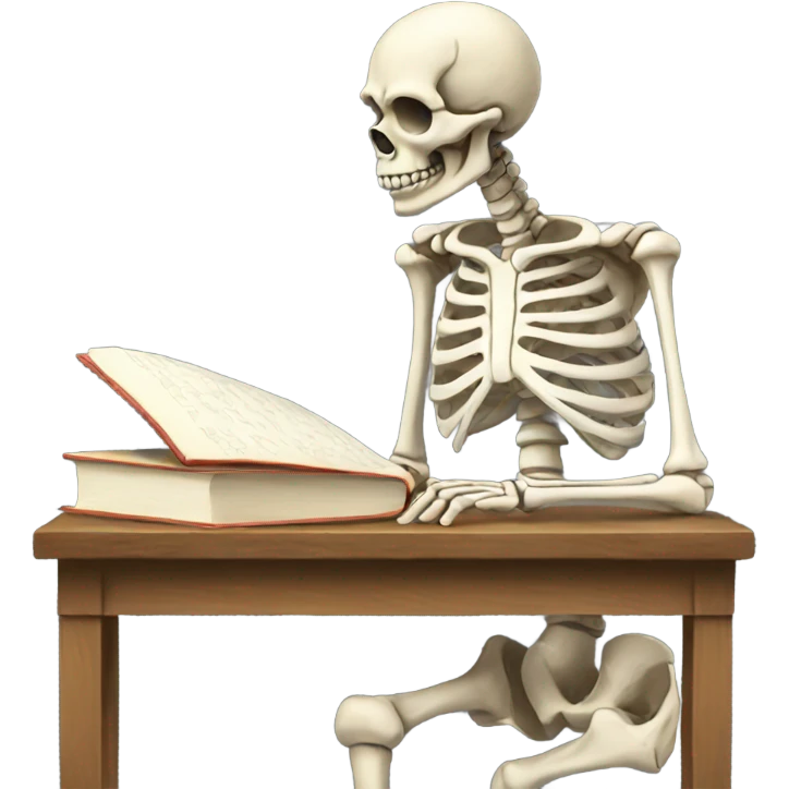 skeleton studying emoji