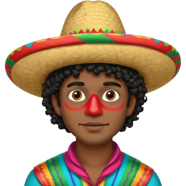 painted face mexican theme, curly hair, male emoji