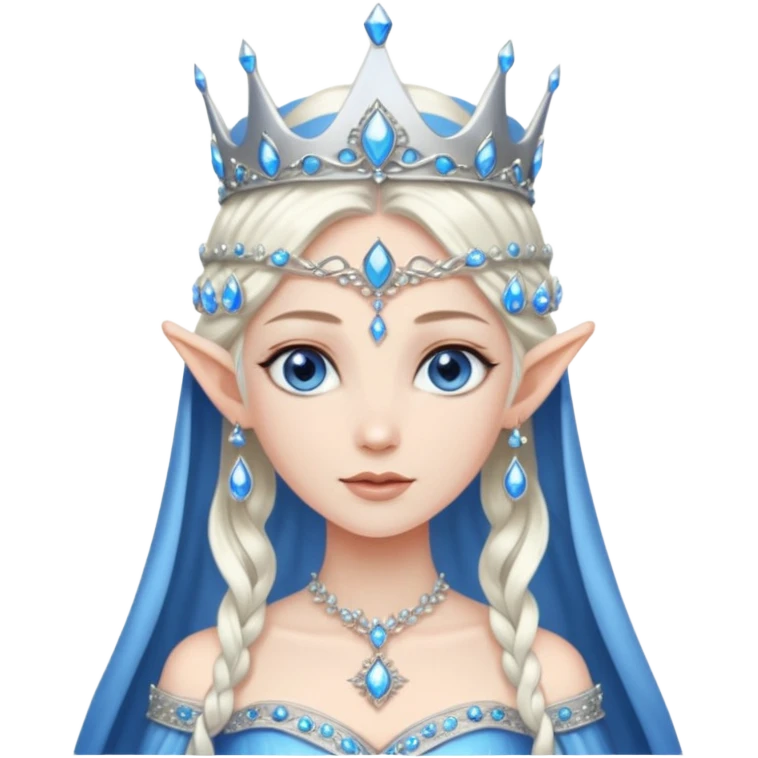 Hyper realistic celestial elf mage queen pale skin blue eyes emoji