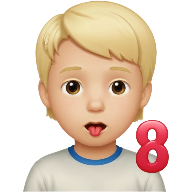 Blonde kid drooling with numbers 67 next to him  emoji