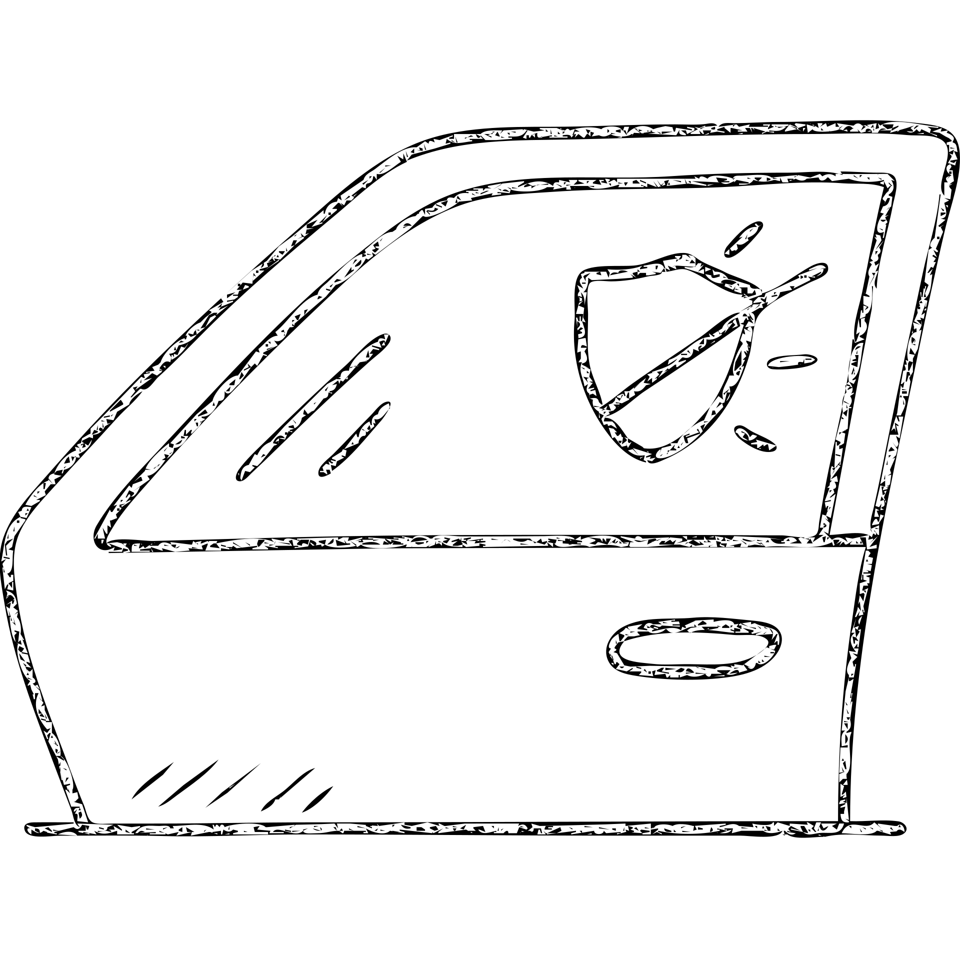 hand-drawn outlined icon of luxury car side window, dark gradient, small shield or blocked sunbeam, subtle shading, clean and modern emoji