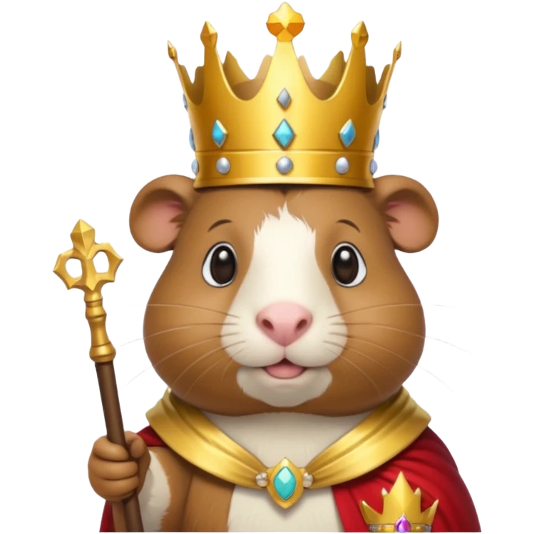 almighty guinea pig god with a mole on the left cheek, holding a scepter, majestic and benevolent emoji