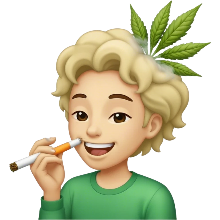 A weed joint blowing out smoke that’s laughing emoji