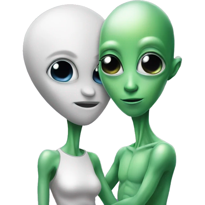 Alien and a human in love emoji