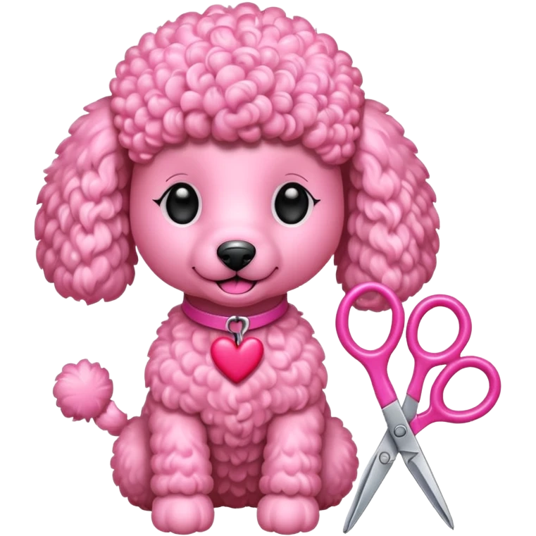 poodle color rosada con corazoces y tijera emoji