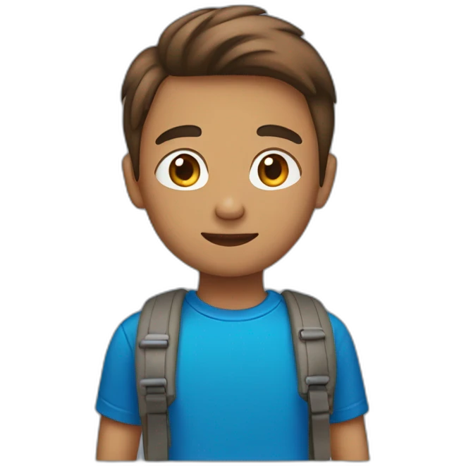 A boy with Brown air and a blue t-shirt  emoji