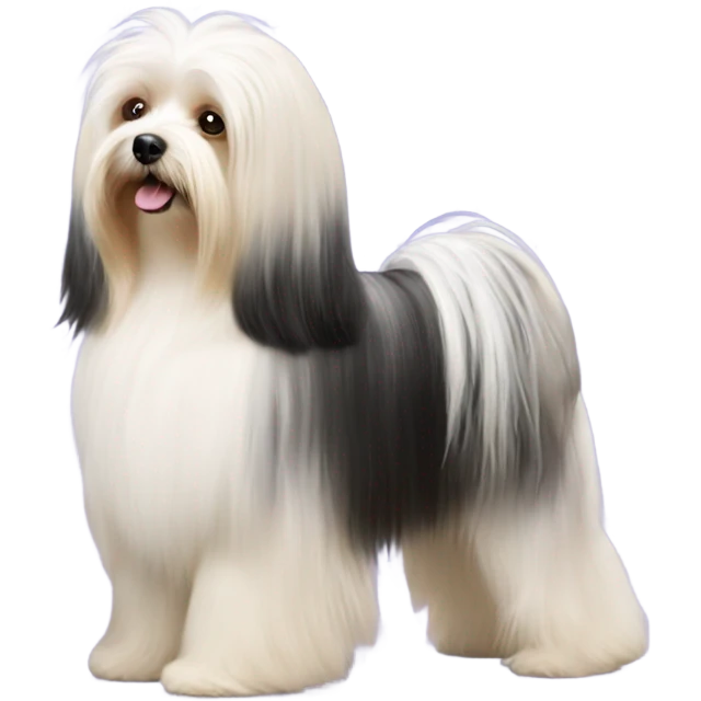 Side view of Havanese long hair all the way down to the dogs feet at a dog show  emoji