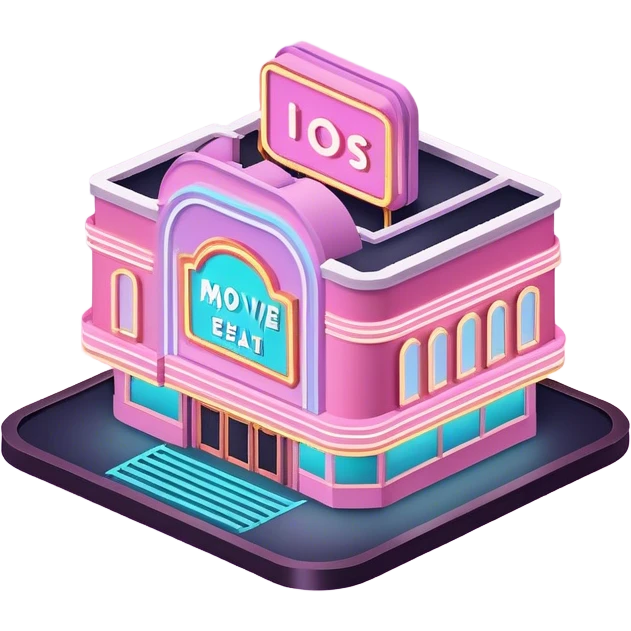 Pastel neon movie theater isometric emoji