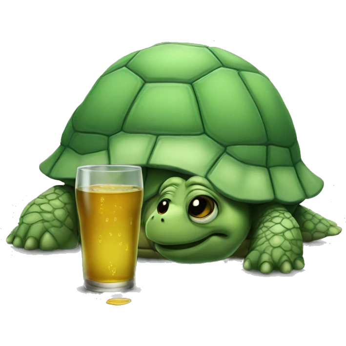sad turtle drinking emoji