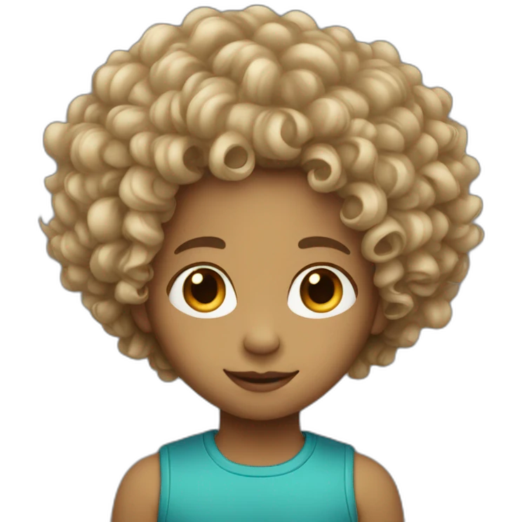 Light skin with long curly hair kid emoji