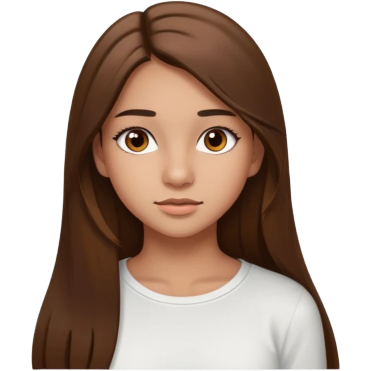 make a teenage 17 year old woman emoji with straight long brown hair and brown eyes with pretty eyelashes wearing a white top latina baddie emoji