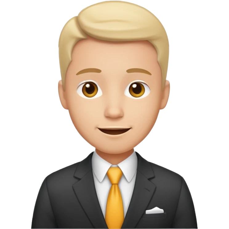 30s male office worker in suit with bright expression emoji