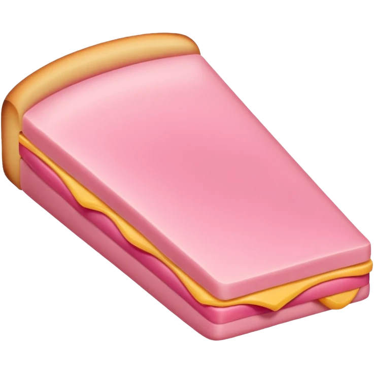 bologna slice with smooth edge, pink, no background, emoji style emoji