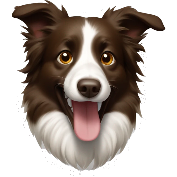 Brown border collie laughing ear up emoji