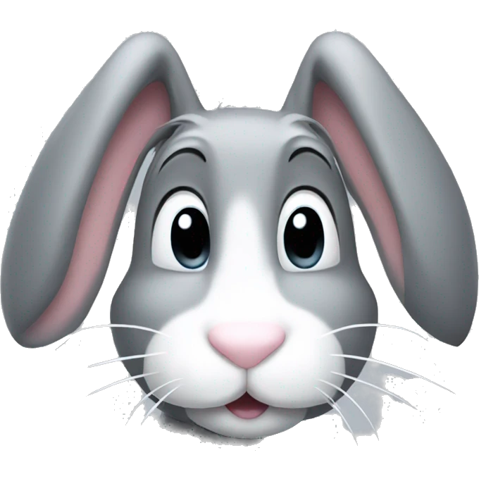 Grey Bunny with round white nose and white in the ears emoji