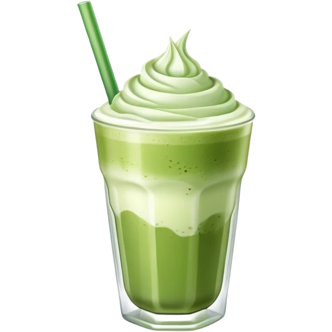 ice matcha latte in glass cup with no straw  emoji