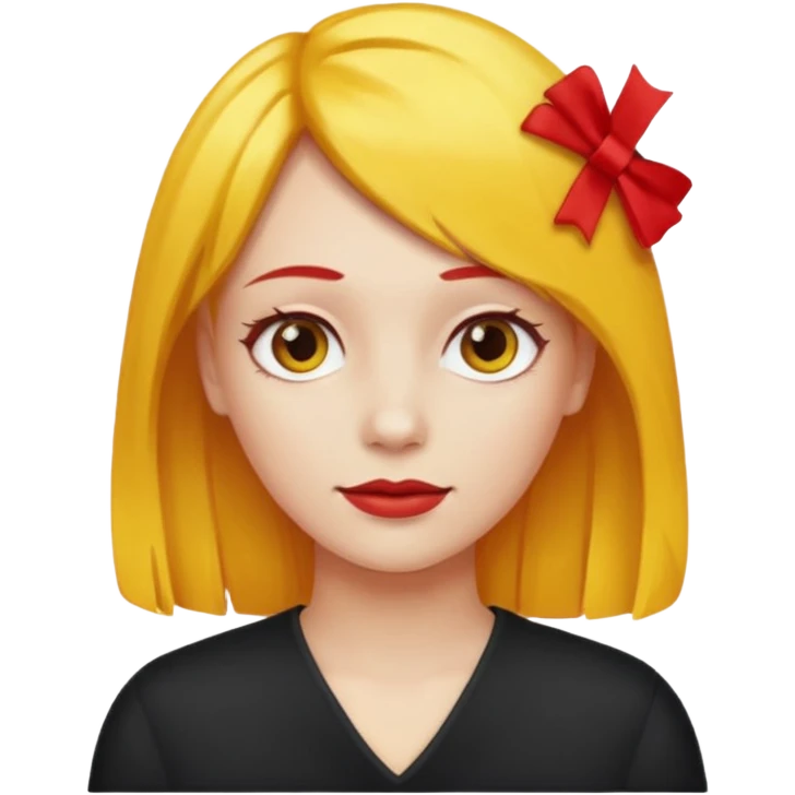 kırmızı toka takan kadın, sarı saçlı emoji