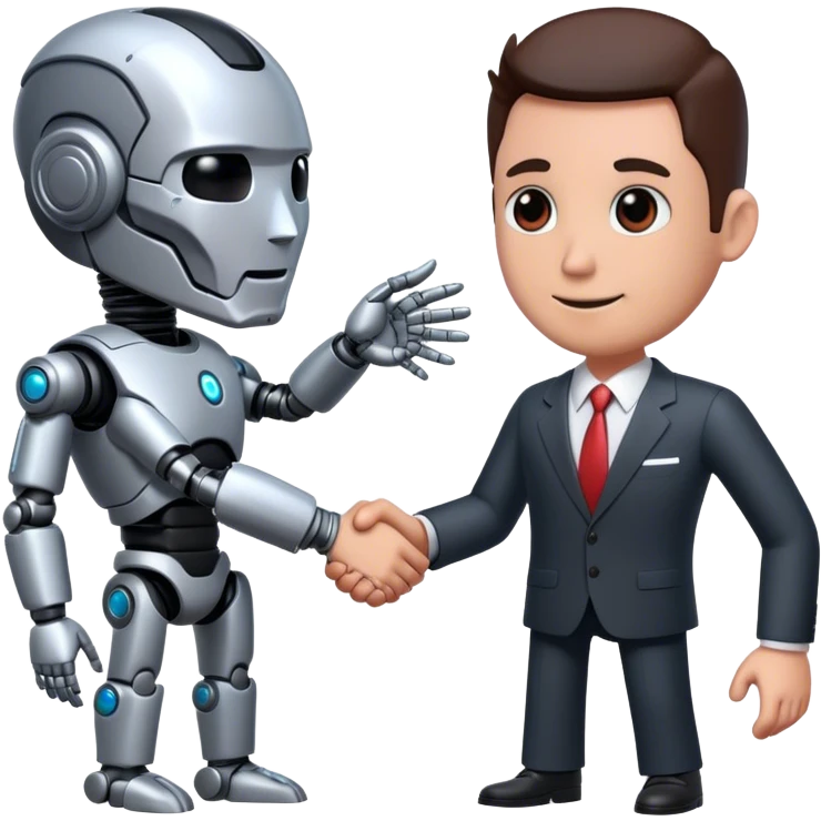 cyborg handshake with business man emoji
