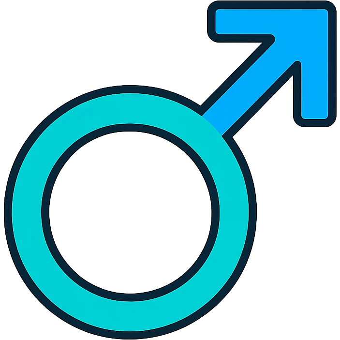 male symbol, minimal, flat design, lineal color icon with black outlines emoji