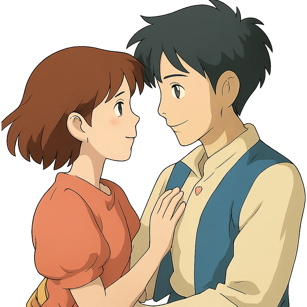 ghibli style romantic couple emoji