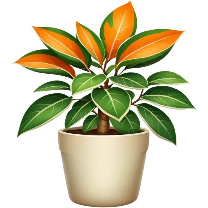 orange Variegated Ficus elastica in a pot emoji