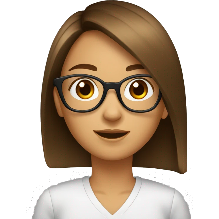 Fille a lunettes cheveux lisses brun mi-court emoji