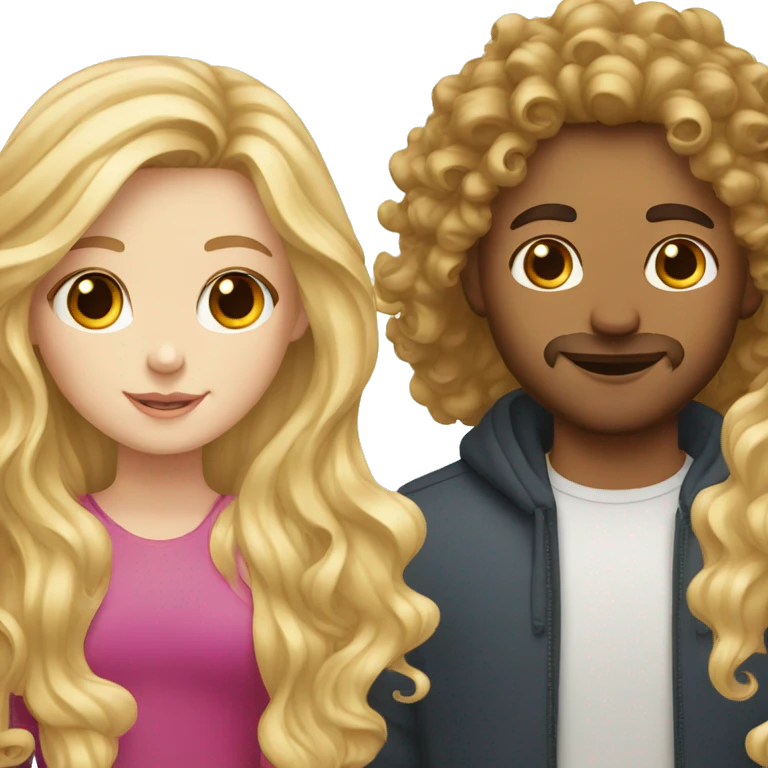White girl with long blond hair and white guy curly brown hair emoji