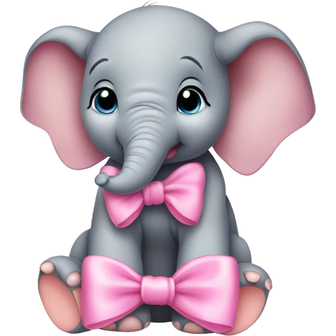 Baby elephant wearing pink bow emoji