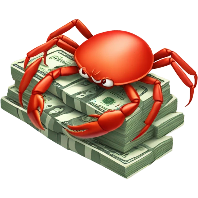 Red crab holding money emoji