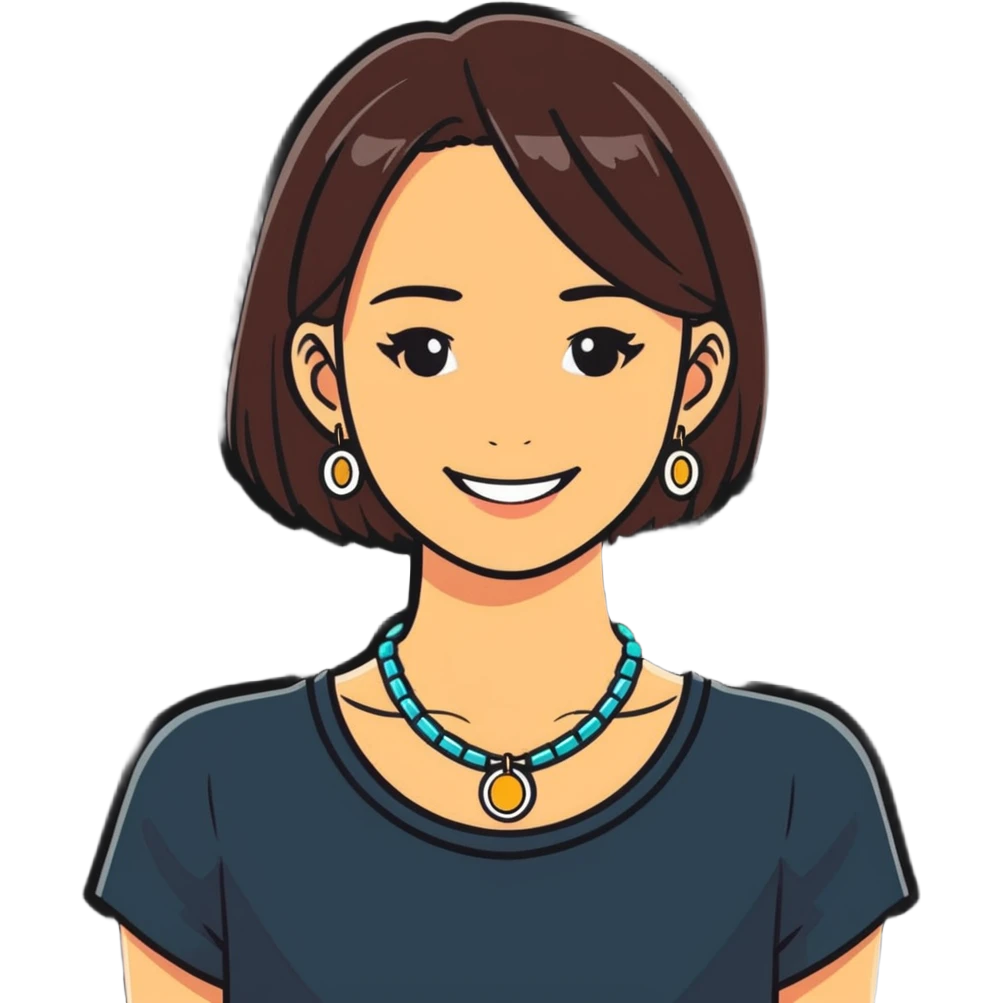 smiling girl with necklace emoji