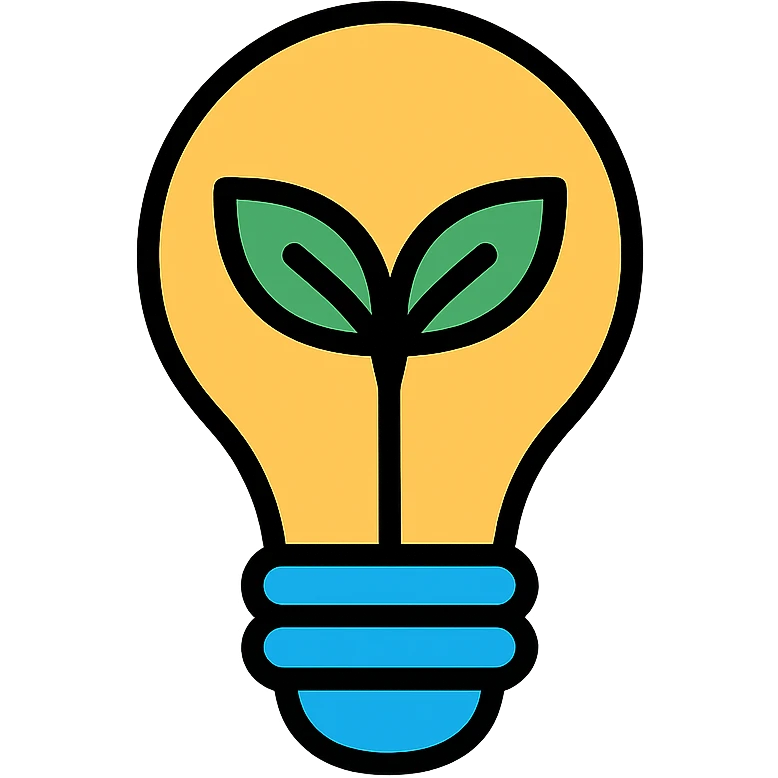 Lightbulb with a small plant growing inside, representing eco-friendly ideas and environmental commitment emoji