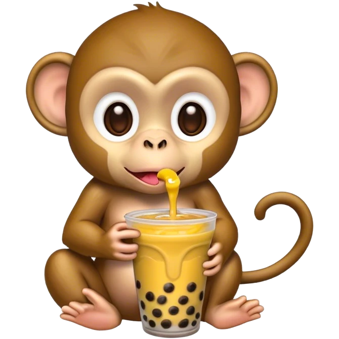 Monkey eating boba emoji
