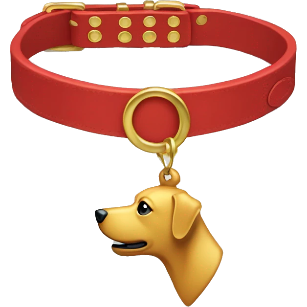 Red dog collar with a golden tag emoji