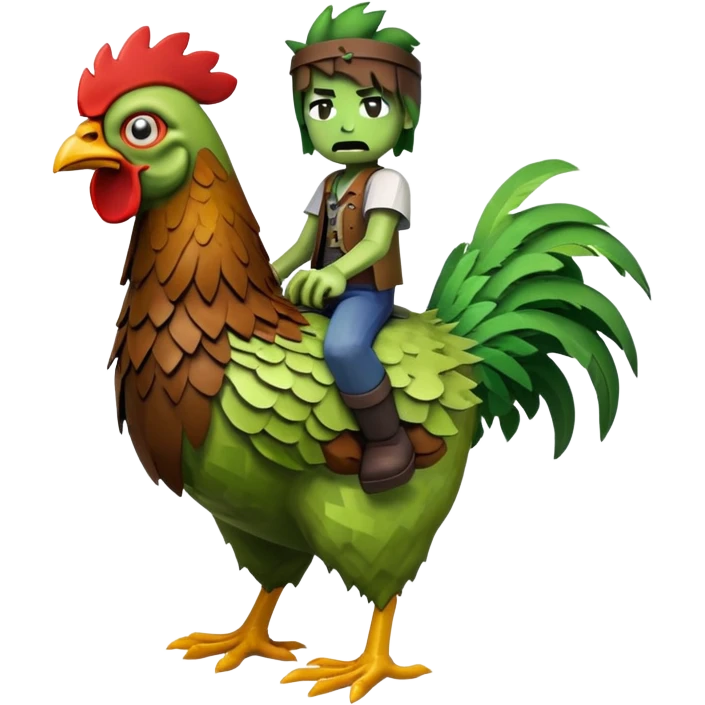 Minecraft zombie riding a chicken emoji